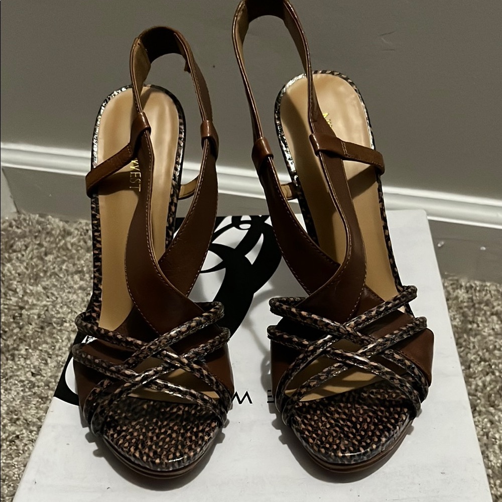 Nine West Brown Strappy Heels